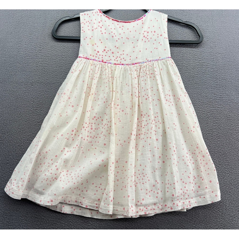 Almirah Dress Girls Sz 4-5 White Red Star Print Sleeveless Dress with Sequins